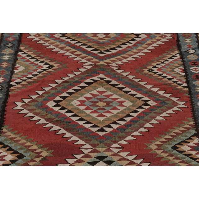 1950s Vintage Persian Kilim, Tribal Gallery Runner Rug With Diamonds - Rug & Kilim For Sale - Image 5 of 8