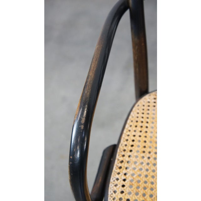 Vintage Wooden Bistro Chairs with Wicker Seats, Set of 4 For Sale - Image 11 of 17