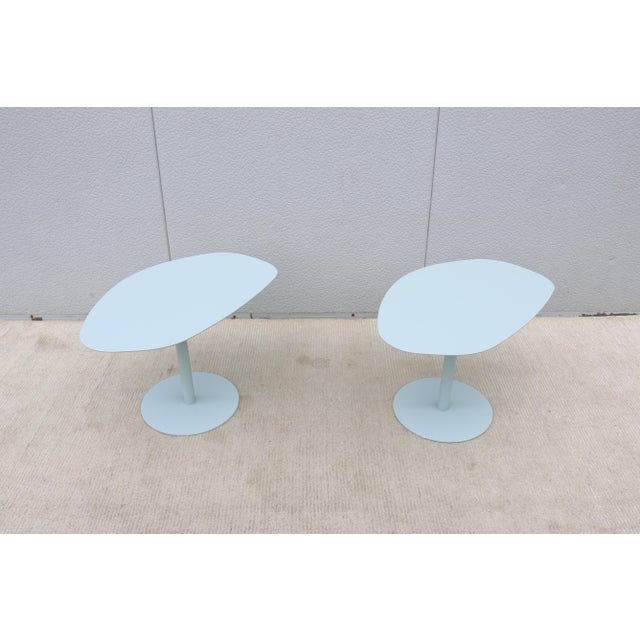 MCM Style Light Blue Organic Forms Side Tables Attributed to Morten Voss, a Pair For Sale - Image 10 of 18