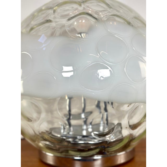 Metal Vintage Murano Glass Ball Lamp with Blown and Bubbled Surface, 1970s For Sale - Image 7 of 14