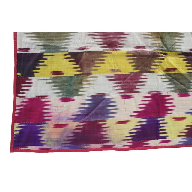 Vintage Uzbek Tribal Silk Ikat Wall Hanging, 1920s For Sale - Image 11 of 16