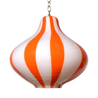 Orange and White Massimo Vignelli for Venini Glass Pendant Lamp 1960's For Sale