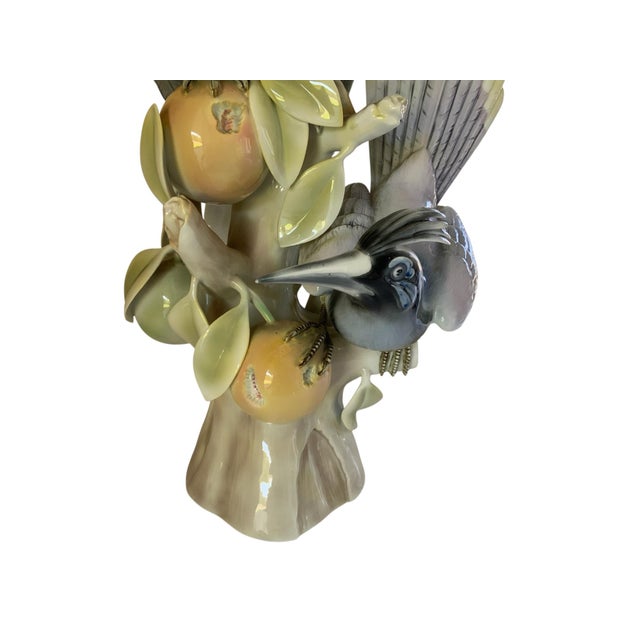 Vintage Rare Vista Alegre Large 17" Porcelain Sculpture "Pica-Laranjas" Orange Peckers Figurine Made in Portugal...