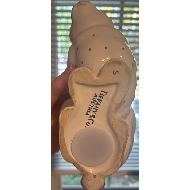 Tiffany and Co. Mid 20th Century Tiffany & Co. Austria Ceramic Bunny Bank – White & Pink For Sale - Image 4 of 14