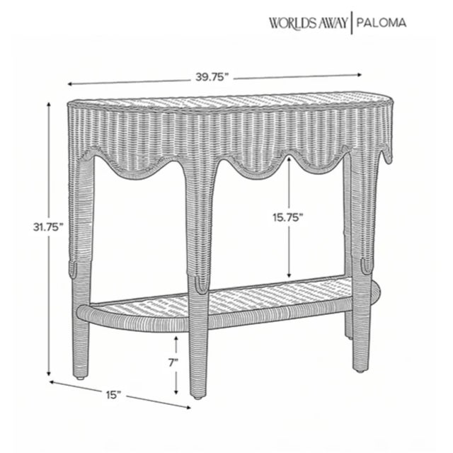 Matthew Izzo Home Paloma Light Blue Rattan Demi Luna Console Table For Sale - Image 9 of 9