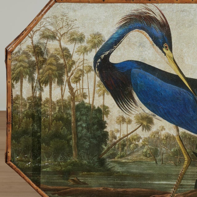 Antique English Bamboo and Grasscloth Table With a Bird Top For Sale - Image 9 of 17