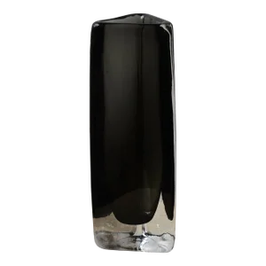 Vintage Triangular Clear + Smoke Glass Vase by Nils Landberg for Orrefors, Circa 1960s