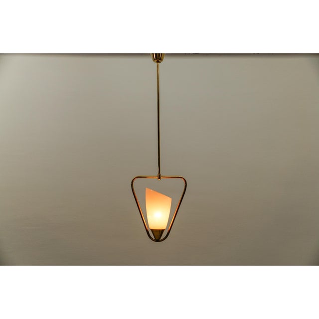 Mid-Century Modern Mid-Century Modern Pendant Lamp in Glass and Brass, 1950s For Sale - Image 3 of 15