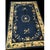 Navy Blue 1930s Floral Inlay Antique Open Field Medallion Small Navy Chinese Peking Rug For Sale - Image 8 of 9