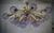 Gold Mid-Century Murano Periwinkle Art Glass and Brass Chandelier and Pendant For Sale - Image 8 of 9