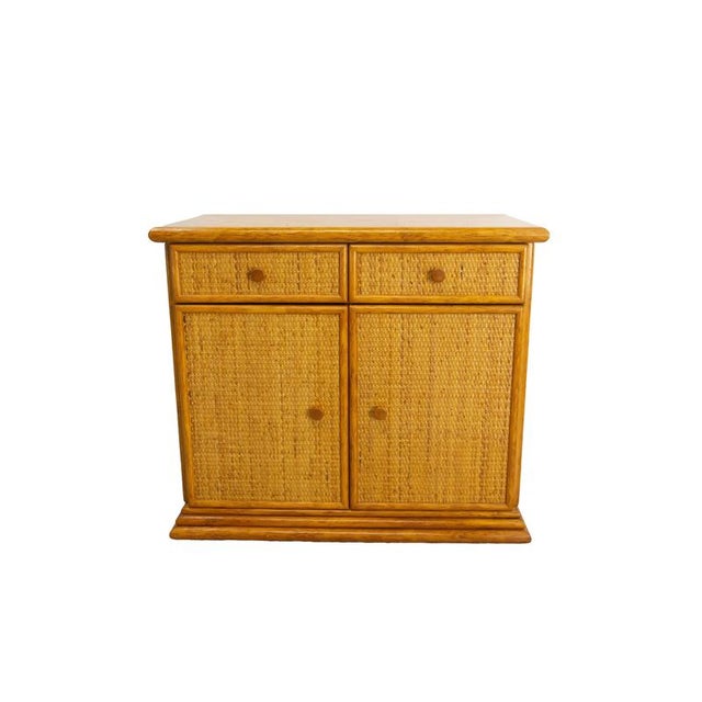 French Rattan & Elm Buffet Cabinet, 1970s For Sale - Image 4 of 13