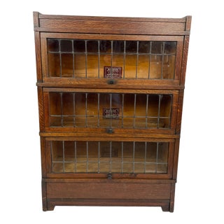 Antique Globe Wernicke Three Stack Barristers Bookcase For Sale