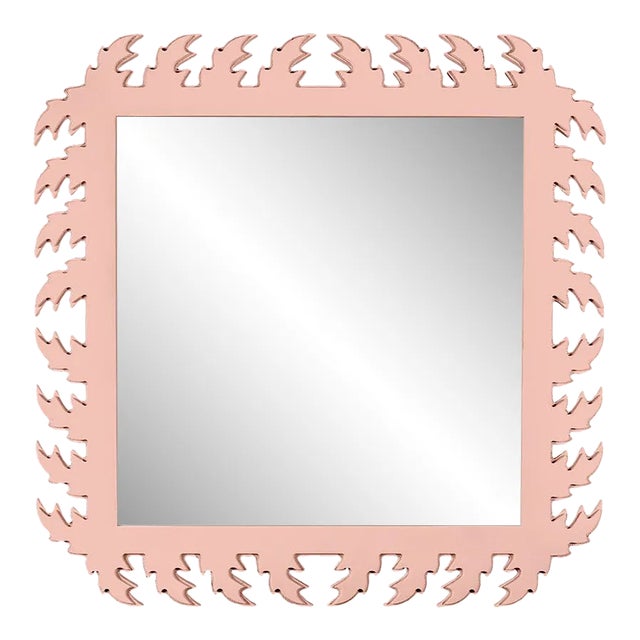 Fleur Home Audubon Square Mirror in Salmon Berry, 33x33 For Sale