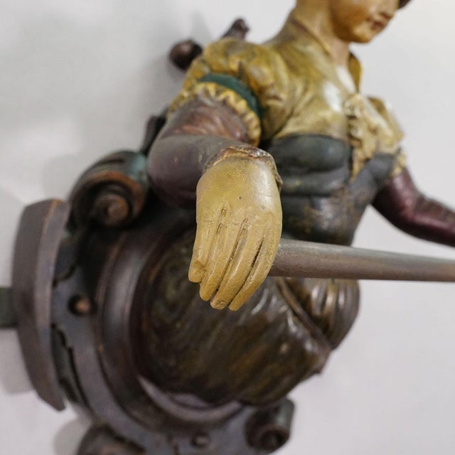 Lovely Carved Wooden Lady Towel Holder ca. 1900 A large unique towel rail, hand carved and painted around 1900. The...