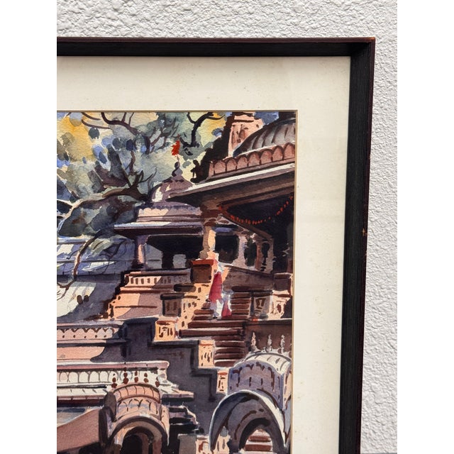 G. D. Thyaga Raj Street Scene, a Bundi Original Watercolor Painting, Circa 1968 For Sale - Image 10 of 12