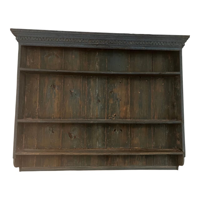 English Pine Plate Rack in Original Blue Paint Circa 1820 For Sale
