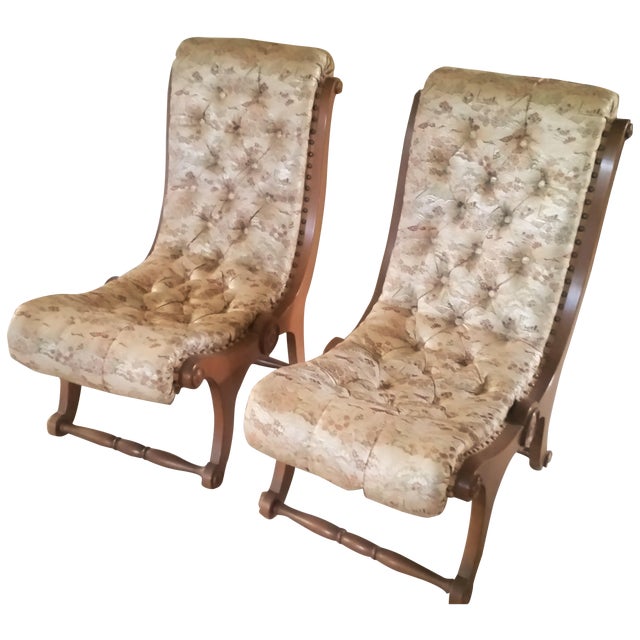 MidCentury Japanese Obi Silk Chairs A Pair Chairish