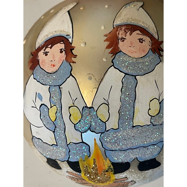 Mid-Century Modern Unique Blown Glass Painted German Christmas Ornament Jumbo For Sale - Image 3 of 3