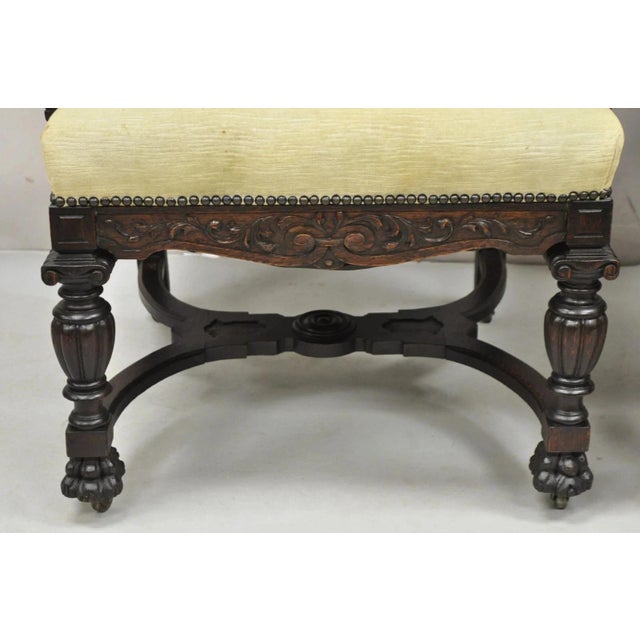 Late 19th Century Rj Horner Attr Renaissance Figural Lion Carved Oak Wood Dining Chairs - Set of 6 For Sale - Image 13 of 16