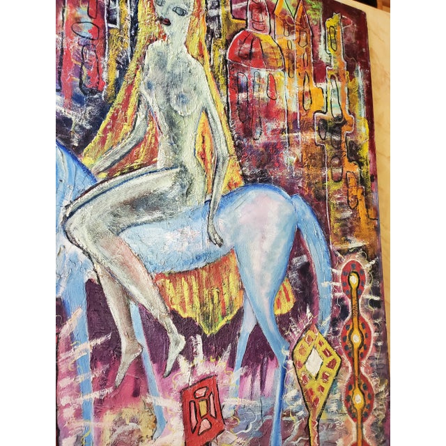 1960s Mid Century Modern Nude Woman Surrealistic Painting by Caster For Sale - Image 9 of 11