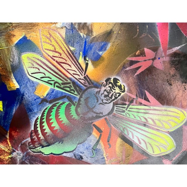 Surrealism Mason Rader, Abstract Surrealist Spray Paint Mixed Media Painting Jungle Swelter Mason Rader, 1995 For Sale - Image 3 of 5