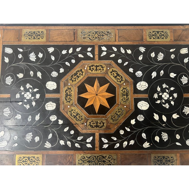 Ceremonial Table in Blackened Wood with Marquetry Top, Spain, 19th Century For Sale - Image 16 of 18