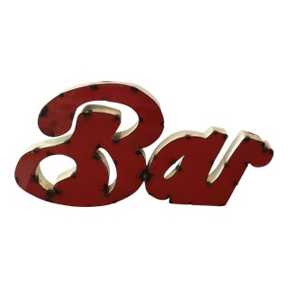 Vintage Metal Rustic Looking Bar Sign For Sale
