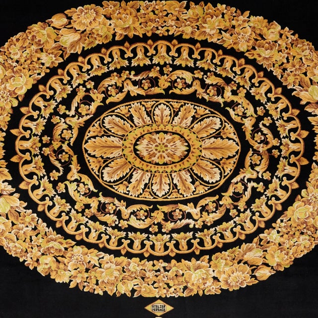 Textile Black Gold Rug by Gianni Versace for Versace, 1980s For Sale - Image 7 of 18