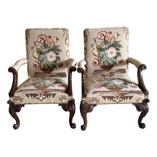 Georgian Style Mahogany Needlepoint Chairs For Sale