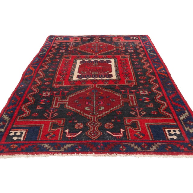 Mid-Century Modern Vintage Persian Nahavand Hamadan Rug - 04'04 X 08'00 For Sale - Image 3 of 9