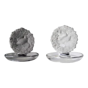 Pair of 1960s Lalique "Dove of Peace" Ring Jewelry Holder Dish