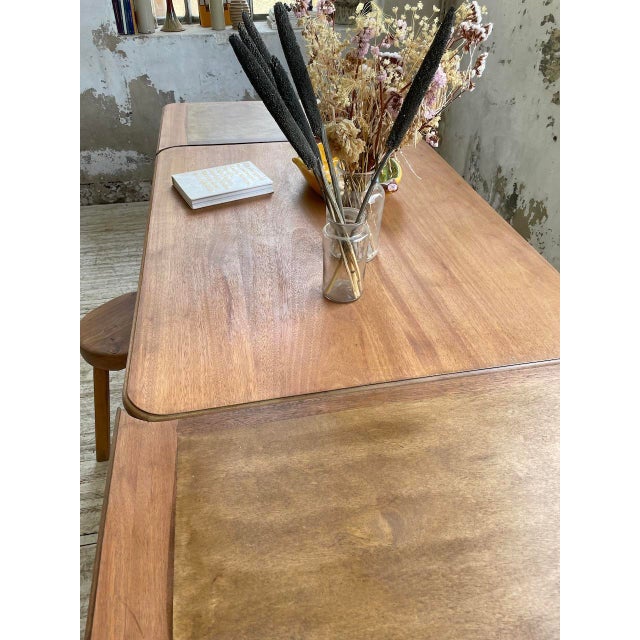 1950s Walnut Farm Table with Extensions, 1950s For Sale - Image 5 of 18