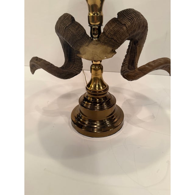 Metal Faux Horn & Brass Table Lamps -a Pair For Sale - Image 7 of 7