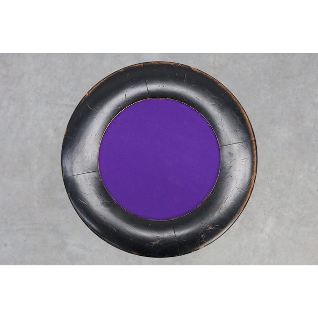 Art Deco Black and Purple Adjustable Velvet Piano Stool, Belgium, 1910 For Sale - Image 9 of 11