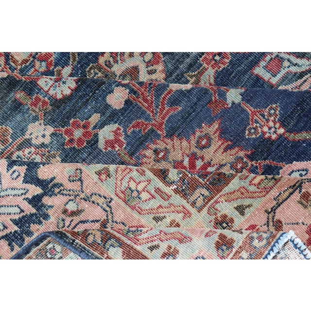 Antique Persian Tabriz Rug With Allover Botanical Design in Blue 9'0 X 11'5 For Sale - Image 14 of 16