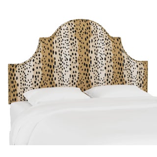 Halsted Headboard in Caramel Linen Leopard, Queen For Sale