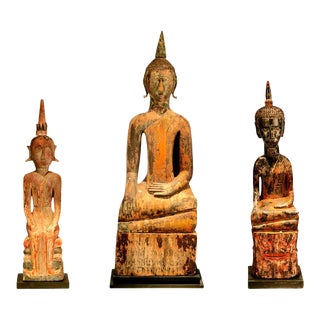 Village Buddha Statues from Laos - Set of 3 For Sale