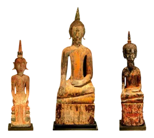 Village Buddha Statues from Laos - Set of 3
