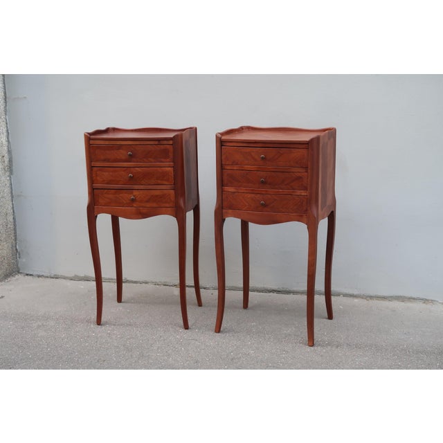Set of two french Louis XV style nightstands. Can also be used as sofa ends, side tables, lamp holder…. Parisian...