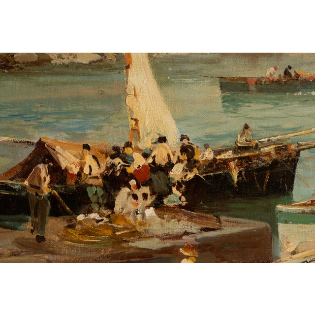 Ezelino Briante, Fishermen and Faraglioni, Oil on Canvas For Sale - Image 8 of 15
