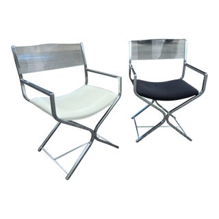 Vintage 1970s Lucite and Chrome Directors Chairs- a Pair For Sale