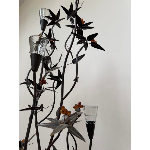 Vintage Wrought Iron Botanical Floor Candelabra For Sale - Image 15 of 18