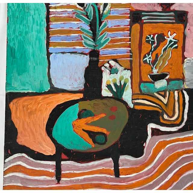 Abstract 1970s Painting on Particle Board For Sale - Image 3 of 5