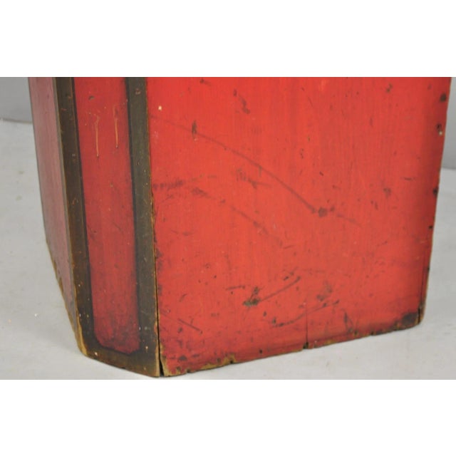 Antique British Colonial Red Painted Wooden Store Tea Coffee Bin W/ Asian Symbol For Sale - Image 15 of 17