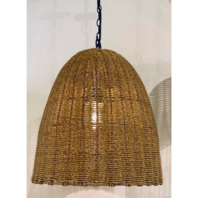 2020s Regina Andrew Organic Modern Woven Tan Wicker Outdoor Beehive Pendant, For Sale - Image 5 of 5