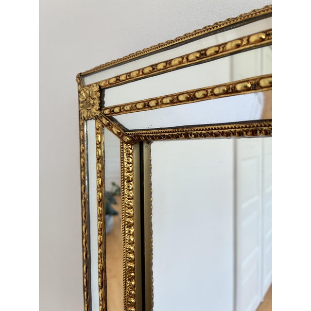 Vintage Spanish Venetian-Style Wall Mirror, Rectangular, Brass, 1980s Hollywood Regency For Sale - Image 4 of 10
