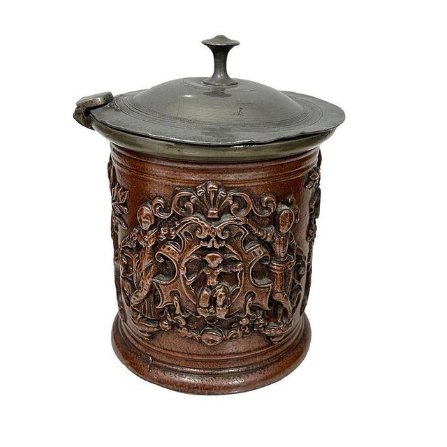 Brown 19th Century French Beauvais Tobacco Stoneware, Set of 6 For Sale - Image 8 of 15