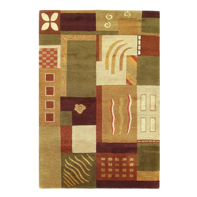 Multi Color Hand Knotted Modern 4'1'' X 6'1'' For Sale - Image 4 of 4