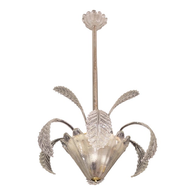 Art Decò, Barovier & Toso Chandelier, Murano Glass, 1950s For Sale