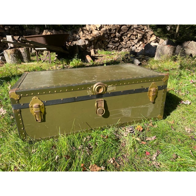 Wood Vintage Travel Trunk For Sale - Image 7 of 11